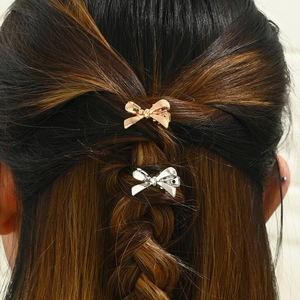 Bowknot Hair Clip Metal Polished Minimalist Duckbill Pin Elegant For Women And Girls Stylish Accessory Gold Silver