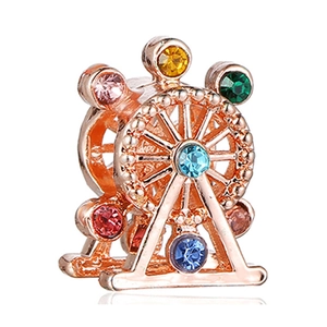 Roségoldener Riesenrad-Anhänger mit bunten Kristallen für Perlenarmbänder