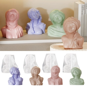 Girl Bust Portrait Silicone Mold 3D Goddess Statue Candle Soap Plaster Resin DIY Craft Making Tool Modern Art Home Decor