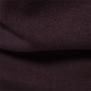 Close-up of dark coffee thick knit sweater fabric showing detailed weaving texture
