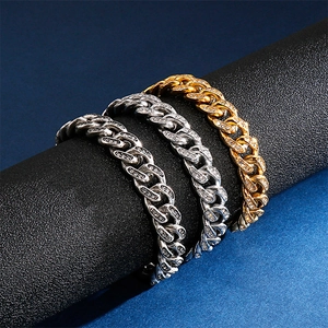 Bracciali catena cubana con diamanti in finiture oro e argento antico stile hip hop