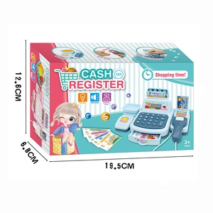 Kids toy cash register set with scanner and accessories for role play grocery store