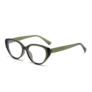 Vintage cat eye blue light blocking glasses in translucent dark green frame