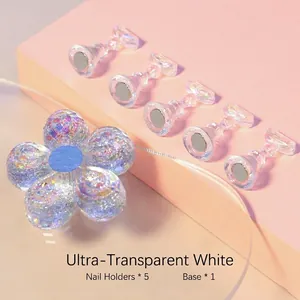 Magnetischer Nageltip-Halter im Pflaumenblüten-Design mit bunten Pailletten für Übungen