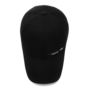 Classic black men's baseball cap with BOHUDA side logo in a top-down minimalist view
