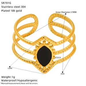 Detailed dimension guide for 18k gold plated hollow stainless steel geometric ring