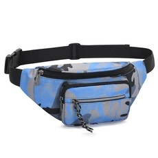 Detail view of the durable camouflage oxford fabric with secure adjustable buckle strap