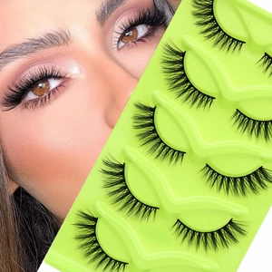False Eyelashes Cat Eye Synthetic Fiber Wispy Voluminous Natural Long Full Strip Lashes For Makeup