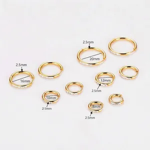 Pave set hoop earrings with 2.5mm thickness in various sizes from 8mm to 20mm diameters