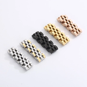 Polished stainless steel watch band rings in silver, gold, black and rose gold finishes