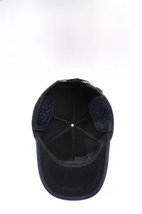 Detail view of winter baseball cap with plush lining and ear flaps for cold protection
