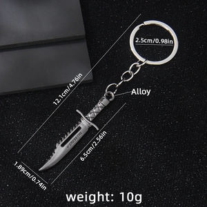 Zinc alloy tactical karambit knife keychain with Cross Fire logo and 12cm length