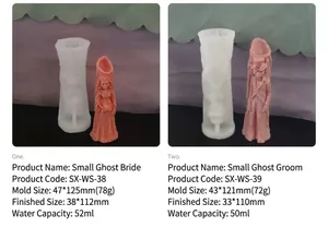 Detailed comparison of silicone molds and finished skeleton bride and groom candles