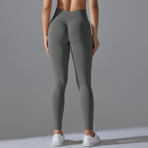 Detail view of high waist scrunch leggings with push-up effect for fitness and yoga