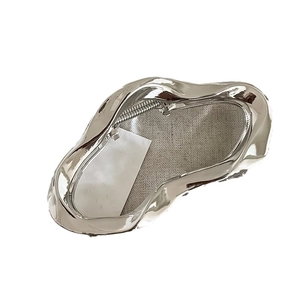 Minimalist silver irregular butterfly hair claw clip with glossy metallic finish