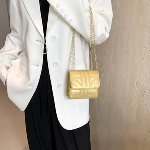 Chic gold mini chain square bag in metallic finish for women, elegant crossbody style