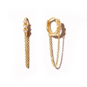 Orecchini A Cerchio Con Catena A Frangia Lunga Con Zircone E Perno In Argento Sterling 925 Rame Moda Minimalista Per Donna