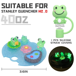 Luminous frog straw cover and 3.6-inch nameplate for Stanley 40oz cup accessories