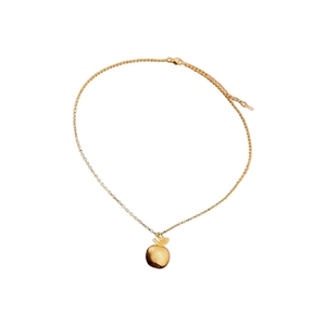18k gold plated apple pendant necklace with fine chain and adjustable lobster clasp