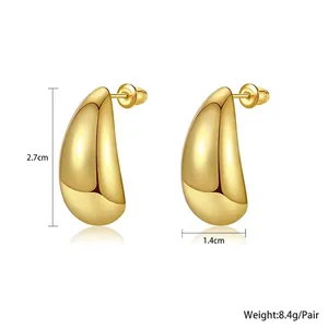 Minimalist gold teardrop earrings with high-polished metal finish and 2.7cm length