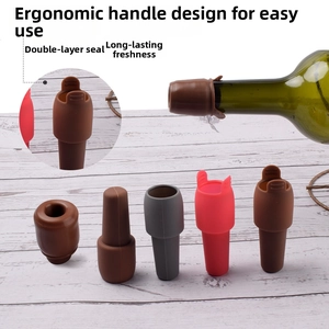 Detail of silicone wine stopper with handle design and double seal for fresh storage