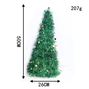 Measurement detail of a 50cm green Christmas tree with sequins and size annotations