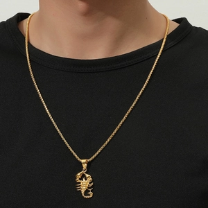 Hip Hop Scorpion Pendant Necklace Men Women Unisex Titanium Steel Alloy Gothic Punk Individual Jewelry Accessory Box Chain