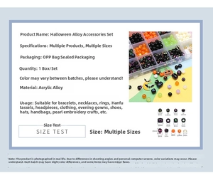 Detail view of Halloween DIY bead kit with pumpkin and skull charms in a 24-grid box