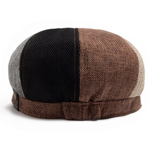 Men's breathable linen-like newsboy cap with vintage patchwork design in neutral tones