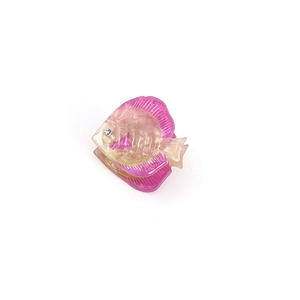 Creative fish-shaped acetate hair clip with pink gradient and rhinestone eye detail