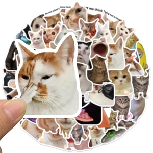Pack of 50 funny cat meme graffiti stickers for DIY laptop and phone case decoration