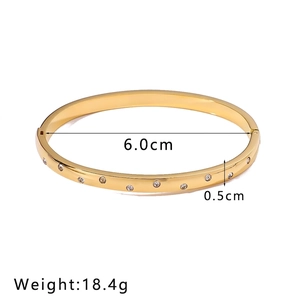 Bracciale ovale in acciaio inossidabile placcato oro 18K con pietre di zirconi