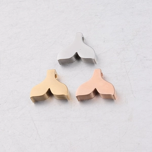 Polished titanium steel mermaid tail charms in silver, gold, and rose gold finishes