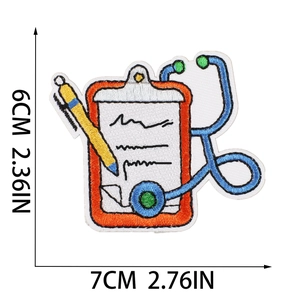 Cartoon Medizin Stethoskop Stickerei Aufnäher für Kleidung DIY, Größe 7x6cm