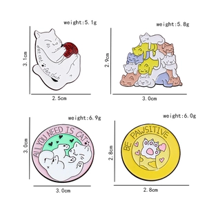 Cute cat enamel pins set featuring yarn balls, cat stacks, and motivational paw patterns