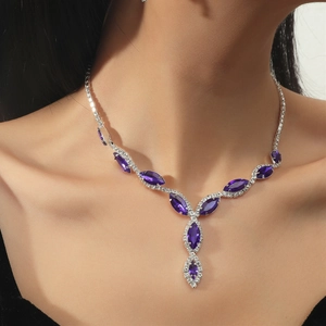 Elegant Necklace Earring Jewelry Set Alloy Rhinestone Faux Artificial Pearl Shiny Wedding Bridal Evening Party For Women Accessory