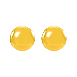 Boucles d'oreilles rondes minimalistes en acier inoxydable plaqué or 18K sur fond blanc