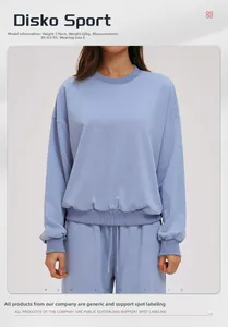 Light blue crewneck sweatshirt set with ribbed cuffs and relaxed drop shoulder fit