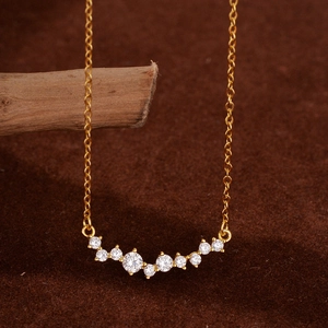 925 Sterling Silver Smile Necklace Elegant Rhinestone Micro Inlaid Pendant Chain Necklace For Women Fashion Jewelry Gift