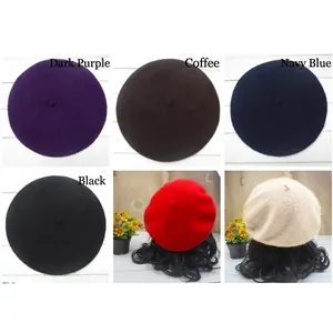 Classic wool felt beret for kids in diverse colors including navy, red and beige