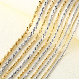 Rope Chain Necklace Copper Gold Platinum Plated Twisted Spiral Link Fashion Hip Hop Style For Men Women