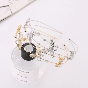 Sparkling zircon butterfly headbands in gold and silver finish for women hair styling