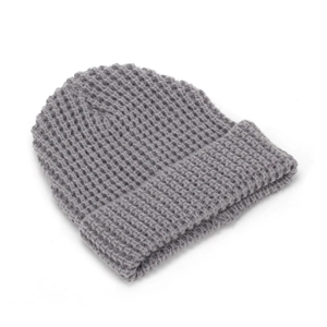 Solid Color Waffle Knit Beanie Hat Acrylic Warm Winter Cuffed Daily Outdoor Headwear For Women