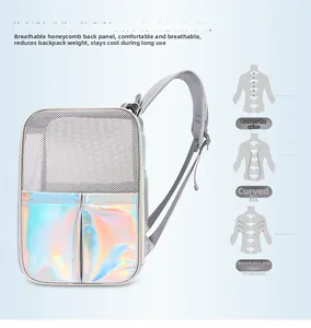 Détail du rembourrage dorsal alvéolé respirant et bretelles ergonomiques pour sac à dos