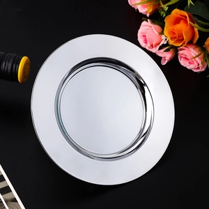 Modern silver stainless steel round charger plate for luxury dining table decoration