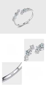 Macro detail of S925 sterling silver stamp and hand-pave set 5A cubic zirconia on ring