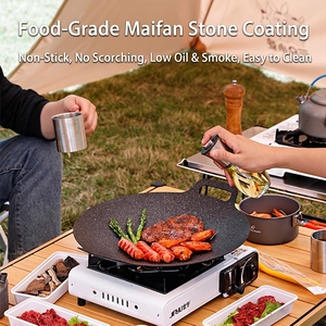 Outdoor Maifan stone grill pan with non-stick coating for camping steak and BBQ