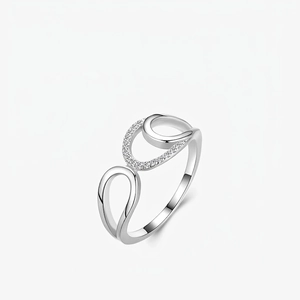 Geometric Double Layer Ring 925 Sterling Silver Zirconia Cross Over Minimalist Fashion Jewelry For Women