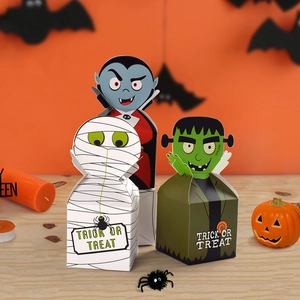 Halloween gift boxes set with cartoon monster designs for trick or treat party treats