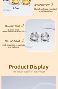 Detail view of 2.5cm irregular wavy metallic earrings with gold and silver finishes